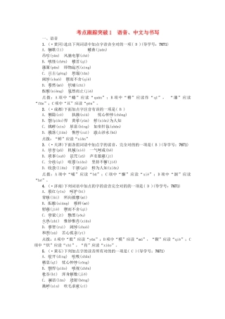 2025年中考语文专题复习与强化训练专题一语言积累与运用考点跟踪突破1语音
