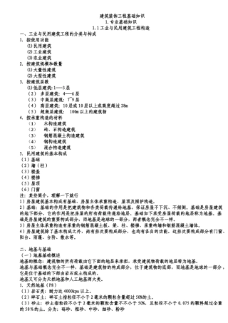 2025年造价员培训讲义建筑装饰工程基础知识