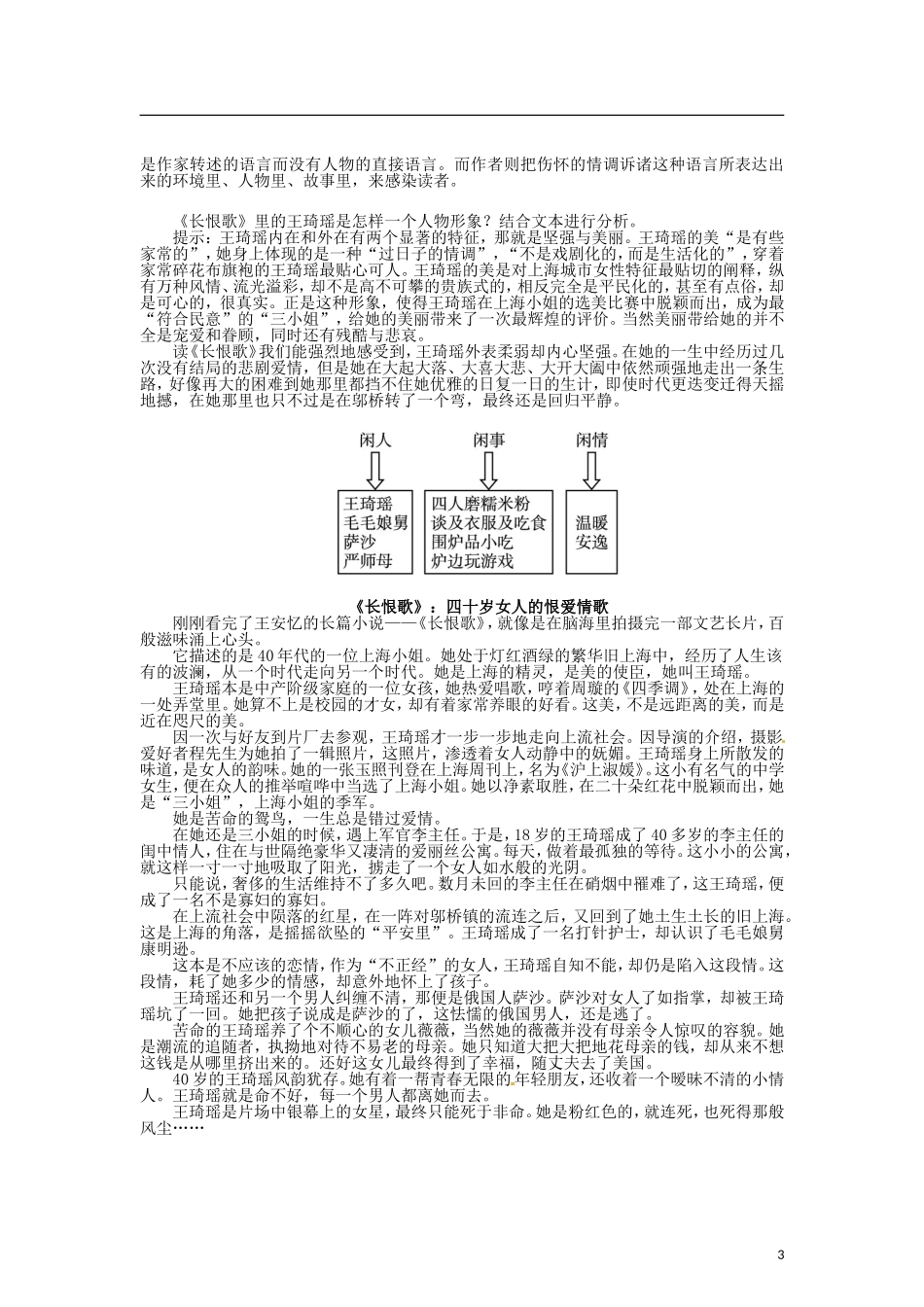 高中语文 第六单元 12女性的声音《长恨歌》导学案 新人教版选修《中国小说欣赏》-新人教版高二《中国小说欣赏》语文学案_第3页