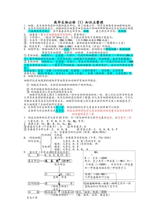 2025年高一生物必修一知识点整理