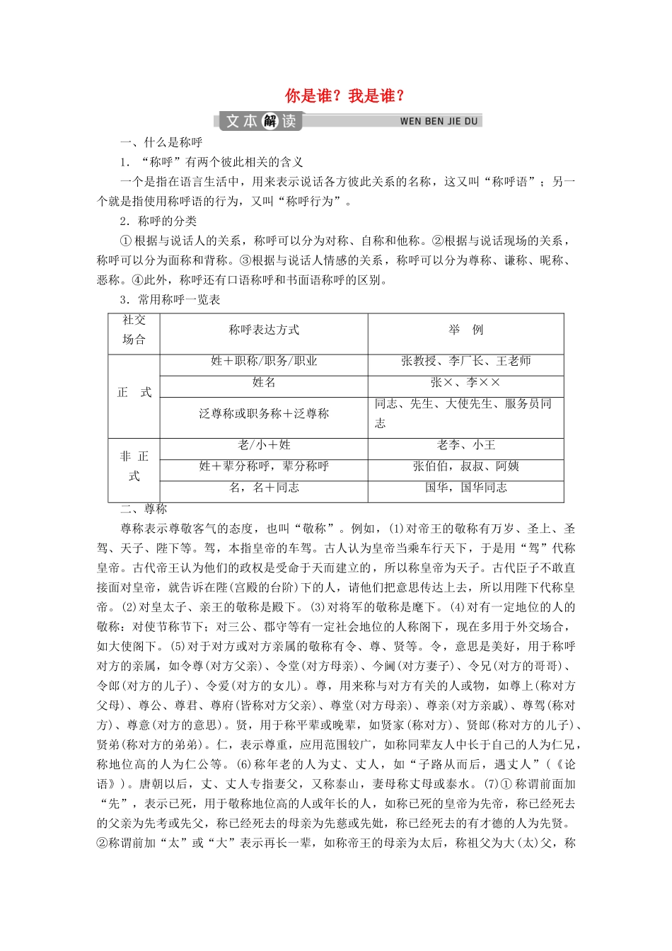 高中语文 第四单元 你是谁？我是谁？学案（含解析）鲁人版选修《语言的运用》-鲁人版高中选修语文学案_第1页