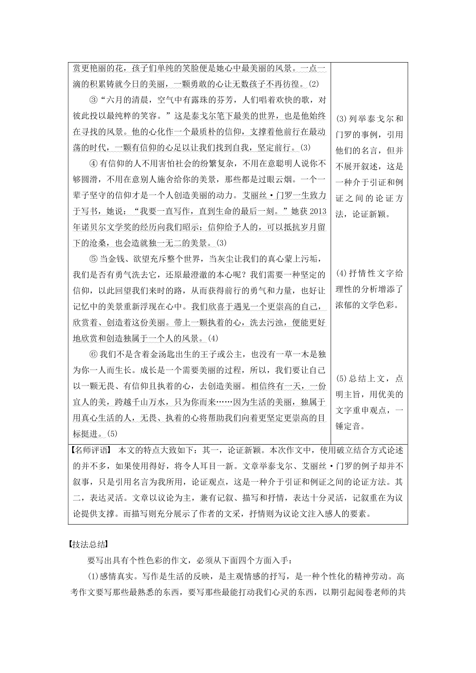 高中语文 第四单元 写作导学 给作文增添一抹个性色彩学案 语文版必修5-语文版高中必修5语文学案_第2页