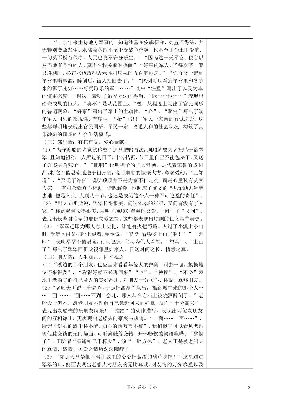 高中语文 第四专题之《边城》导学案 苏教版必修2_第3页