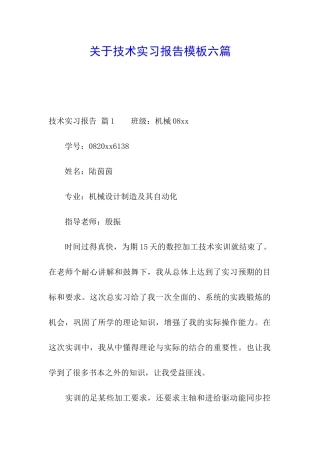 关于技术实习报告模板六篇