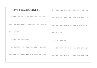 关于护士工作内容的心得体会范文