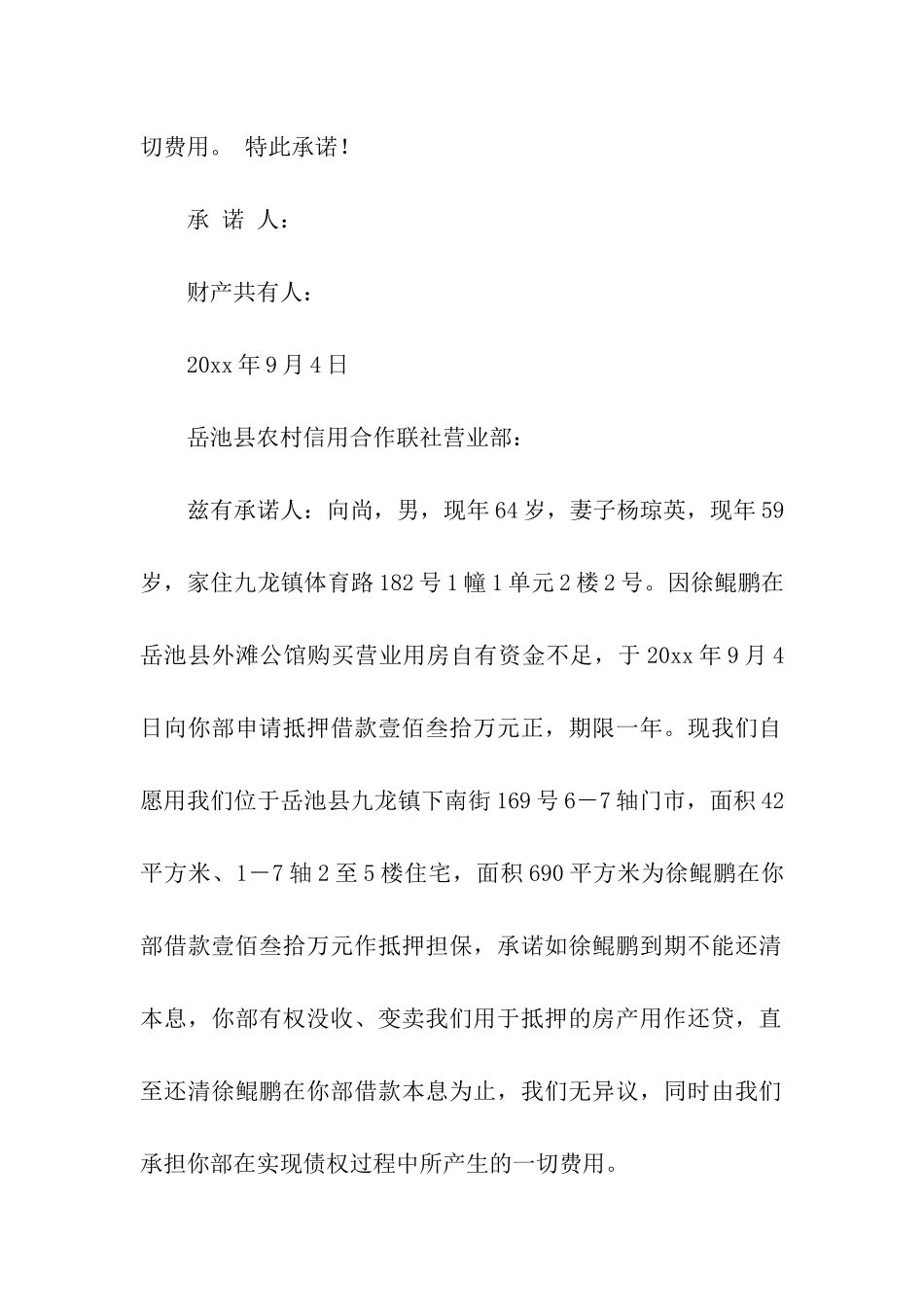 关于抵押承诺书模板合集五篇_第3页