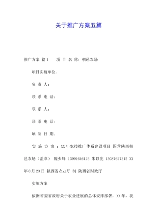 关于推广方案五篇