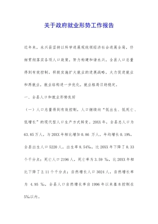 关于政府就业形势工作报告-