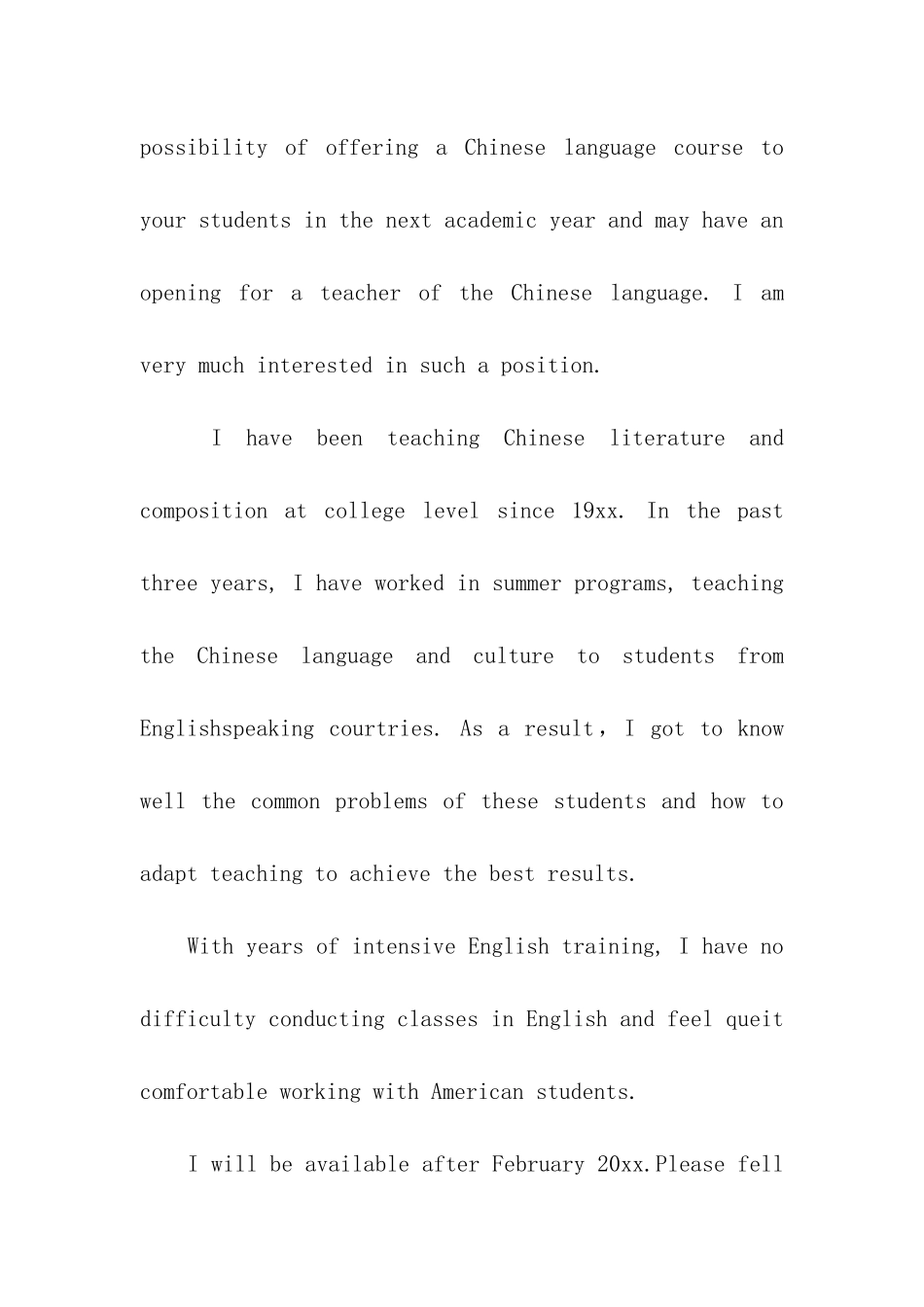 关于教师英文求职信合集五篇_第3页