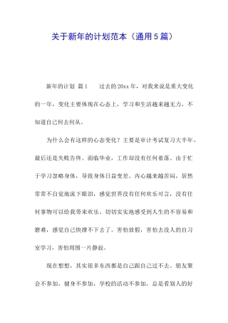 关于新年的计划范本