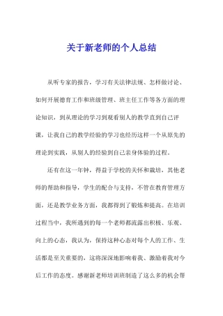 关于新教师的个人总结