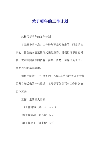 关于明年的工作计划