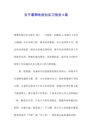 关于暑期电视台实习报告4篇