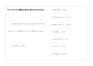 关于牛头不对马嘴歇后语-语文课外知识-语文知识