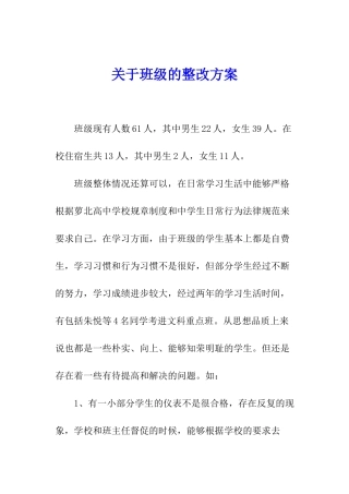 关于班级的整改方案