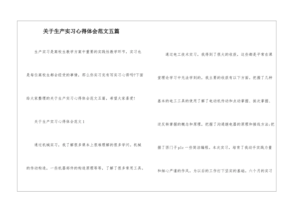 关于生产实习心得体会范文五篇_第1页