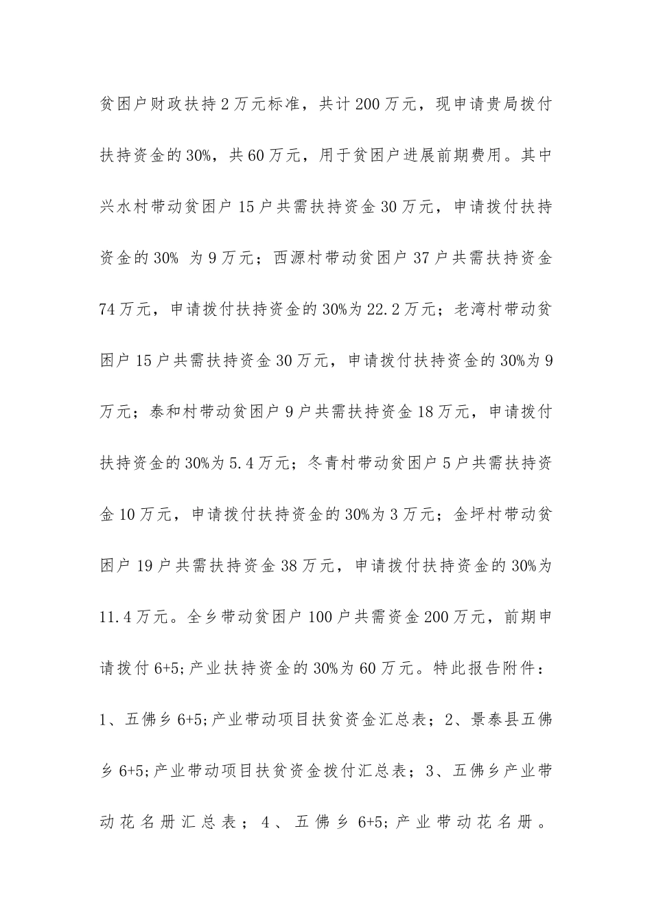 关于申请拨付“6+5”产业扶持资金的报告_第2页