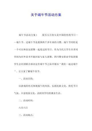 关于端午节活动方案