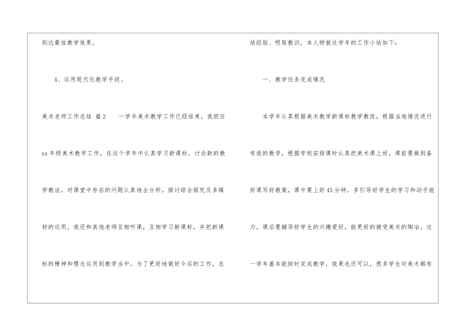 关于美术教师工作总结集合6篇_第3页