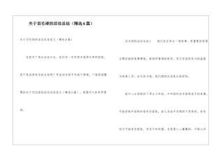 关于羽毛球的活动总结