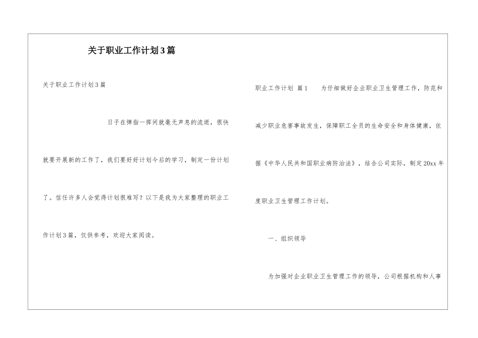 关于职业工作计划3篇_第1页