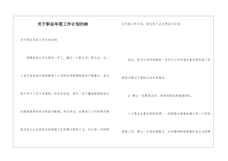 关于职业年度工作计划归纳
