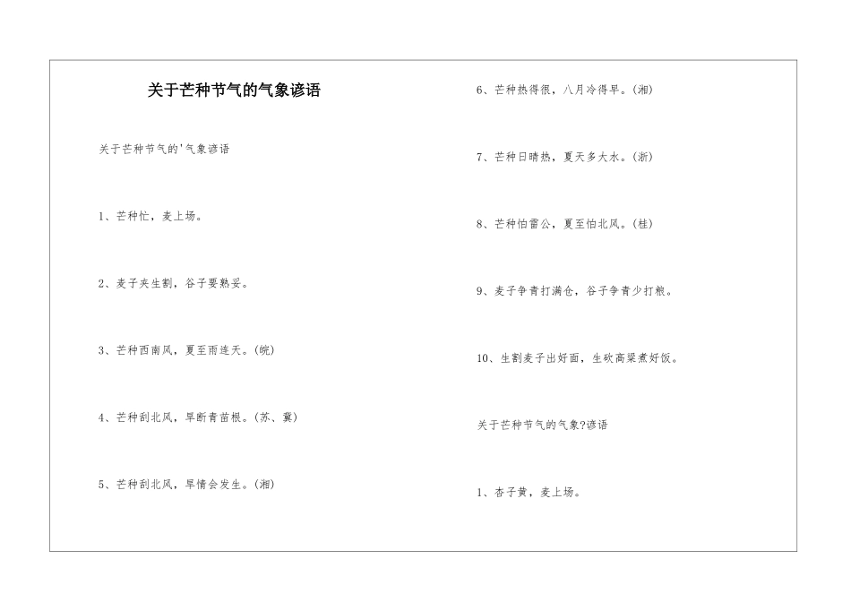 关于芒种节气的气象谚语_第1页