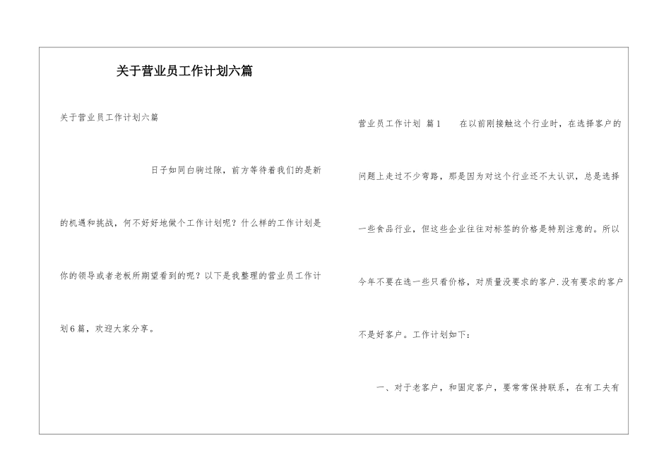 关于营业员工作计划六篇_第1页