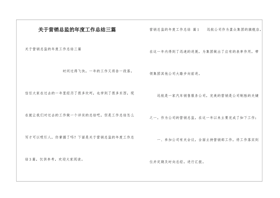 关于营销总监的年度工作总结三篇_第1页