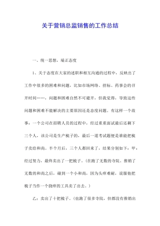 关于营销总监销售的工作总结