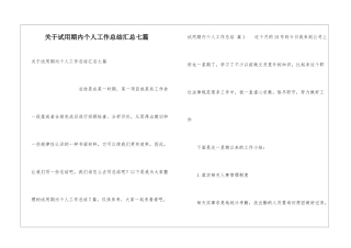 关于试用期内个人工作总结汇总七篇