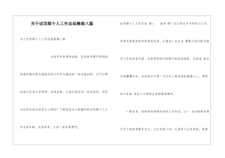 关于试用期个人工作总结集锦八篇