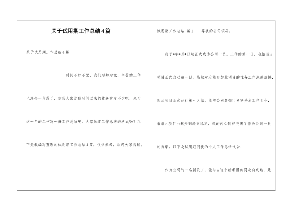 关于试用期工作总结4篇_第1页
