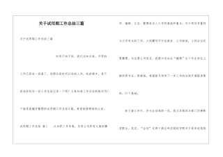 关于试用期工作总结三篇