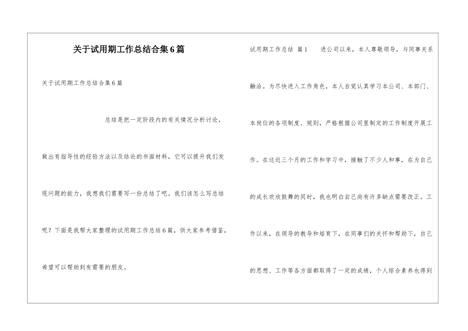 关于试用期工作总结合集6篇_第1页