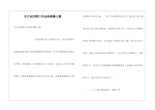 关于试用期工作总结锦集七篇