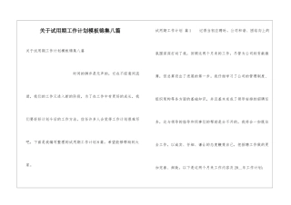 关于试用期工作计划模板锦集八篇