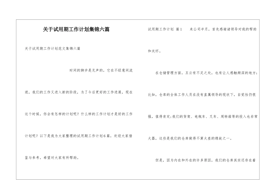 关于试用期工作计划集锦六篇_第1页