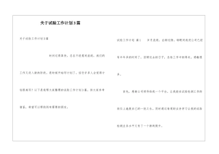 关于试验工作计划3篇