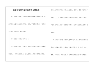 关于财务实习工作内容的心得范文