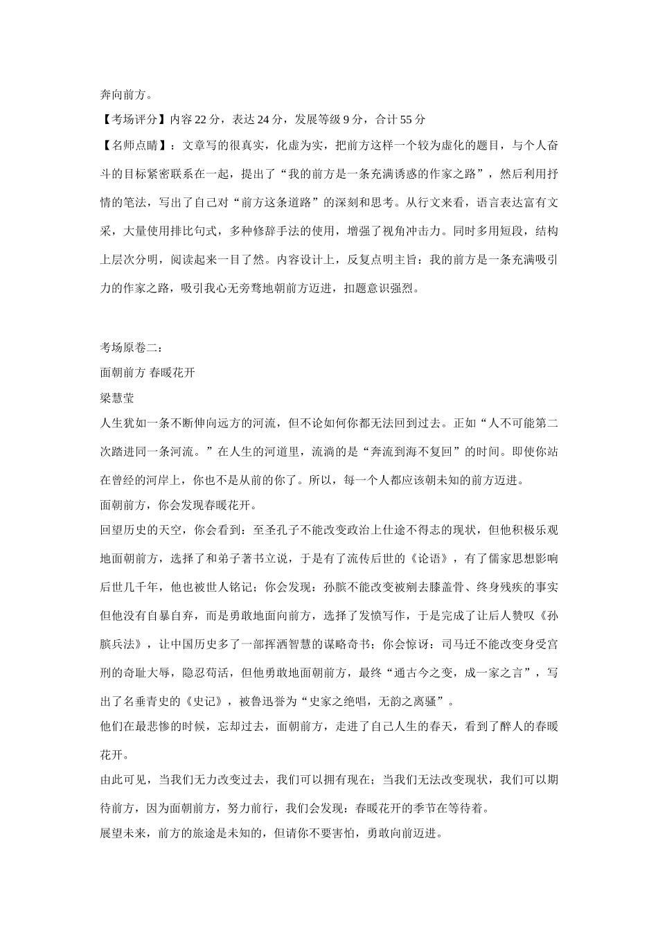 高中语文 经典话题作文题写作指导 前方写作指导_第3页