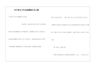 关于转正工作总结模板汇总9篇