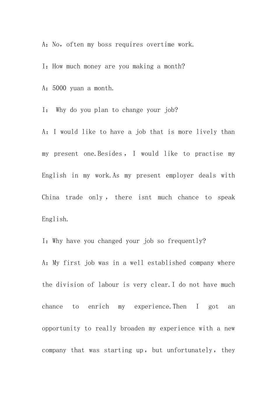 关于辞职原因英语面试口语_第2页