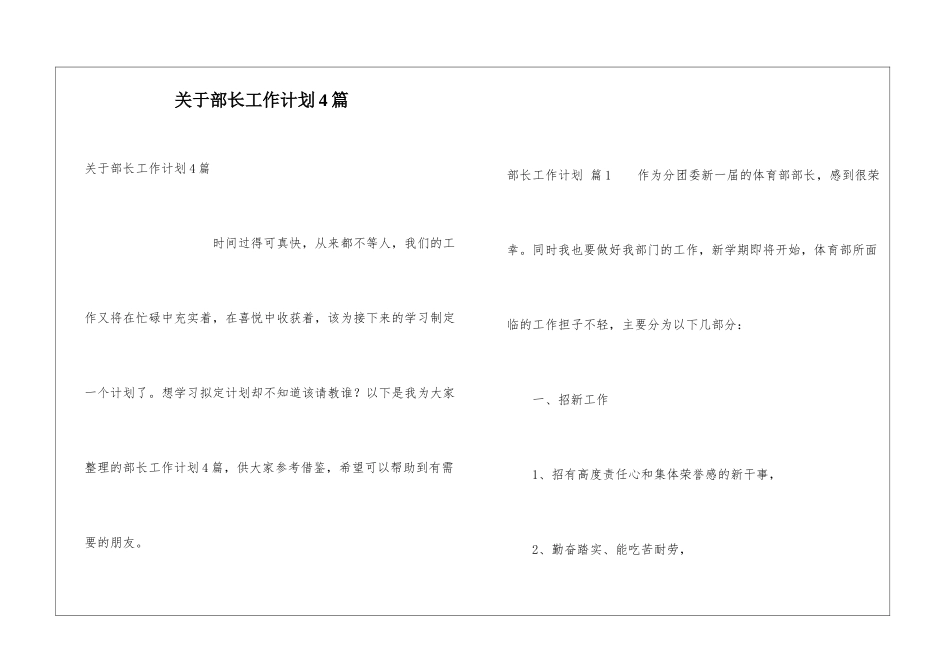 关于部长工作计划4篇_第1页