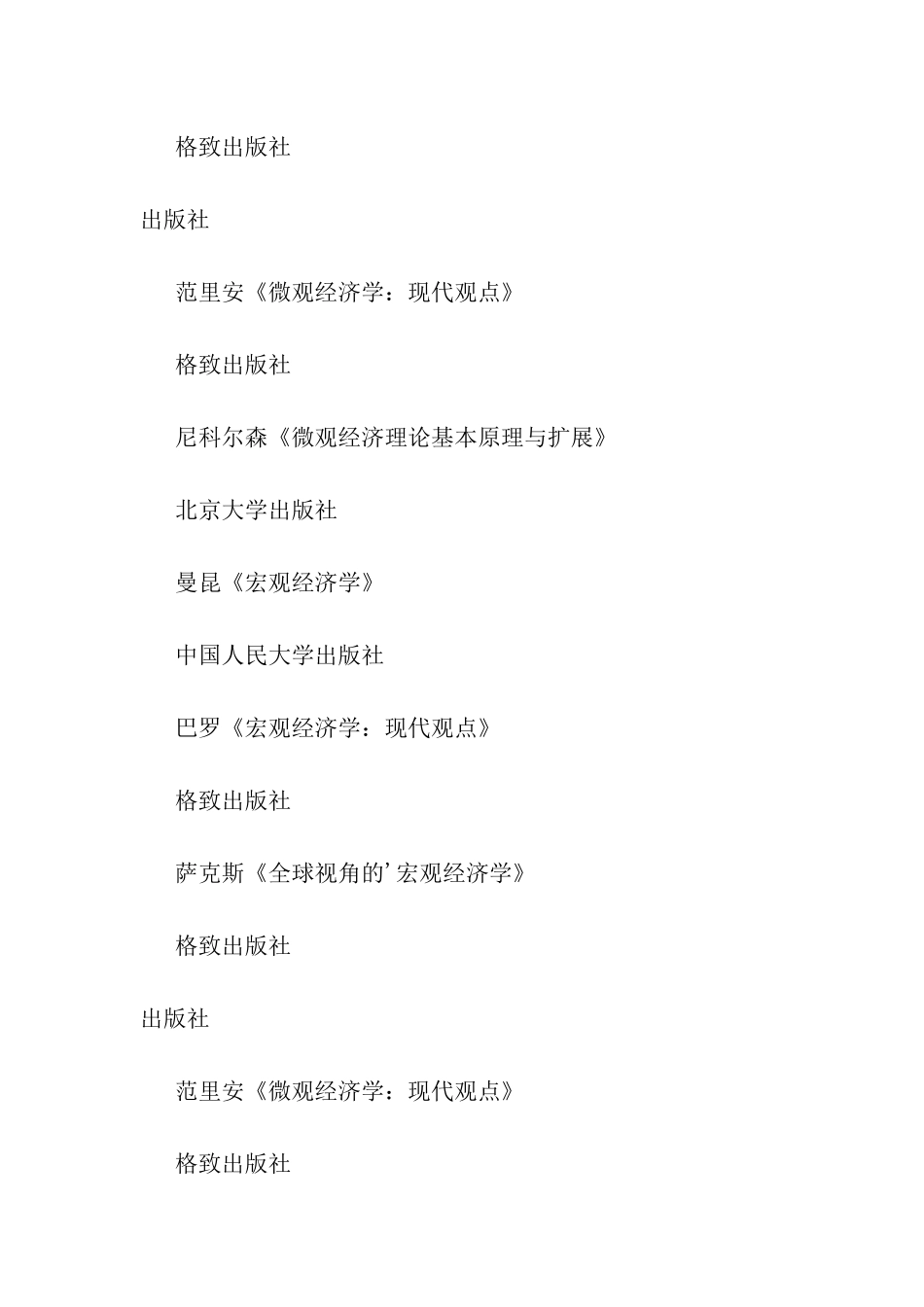 关于部分高校经济学考研参考书目汇总表_第2页