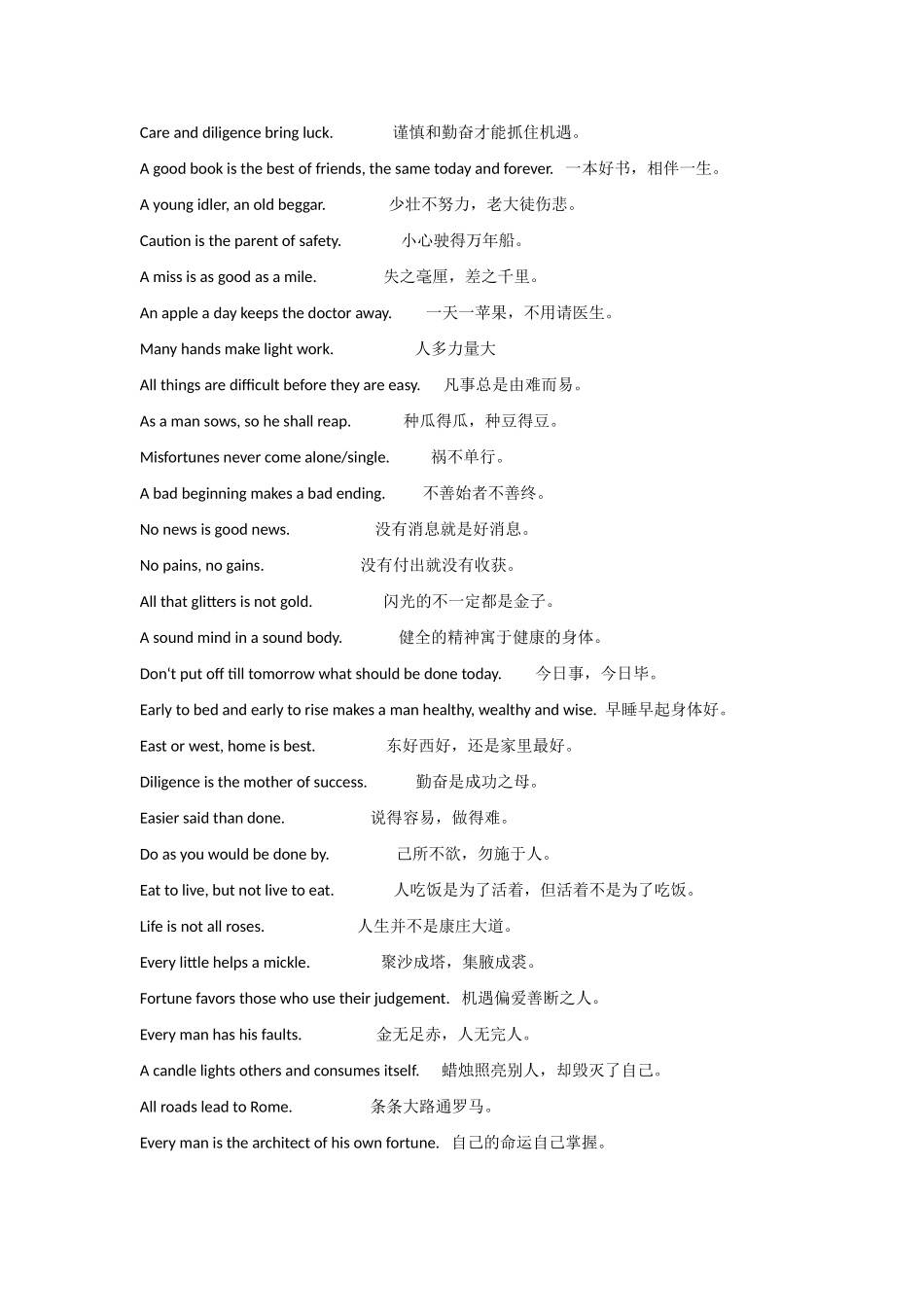 高中语文 英语常用谚语100素材_第2页
