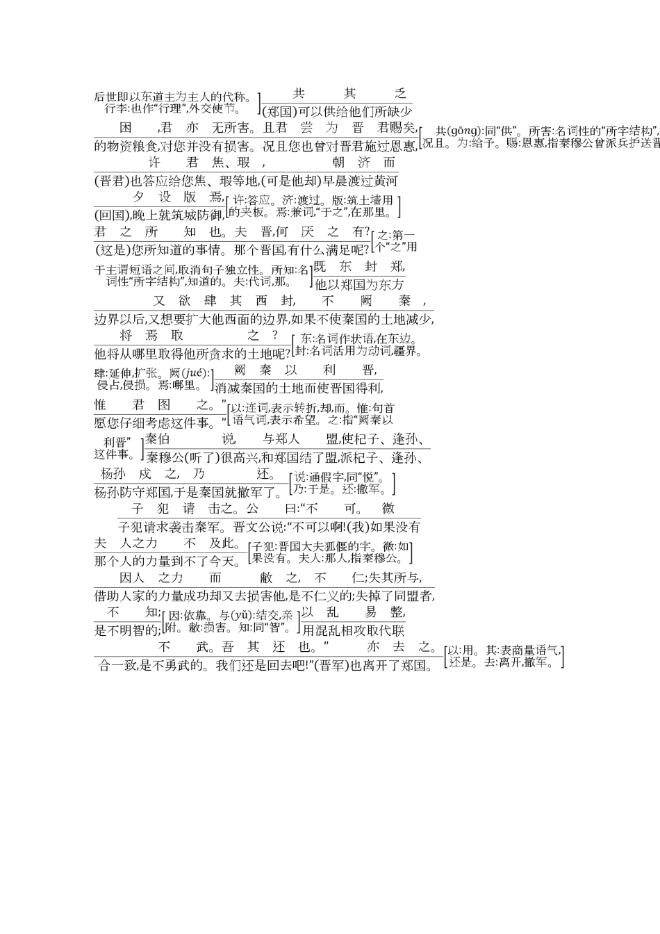 高中语文 第四单元 寻觅文言津梁（研习.活动）烛之武退秦师 古今对译 文白互通学案 苏教版必修3-苏教版高一必修3语文学案_第2页