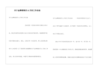 关于金牌销售员11月的工作总结