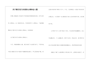 关于银行实习内容的心得体会5篇