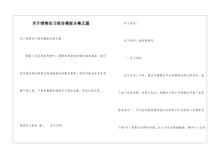 关于销售实习报告模板合集五篇